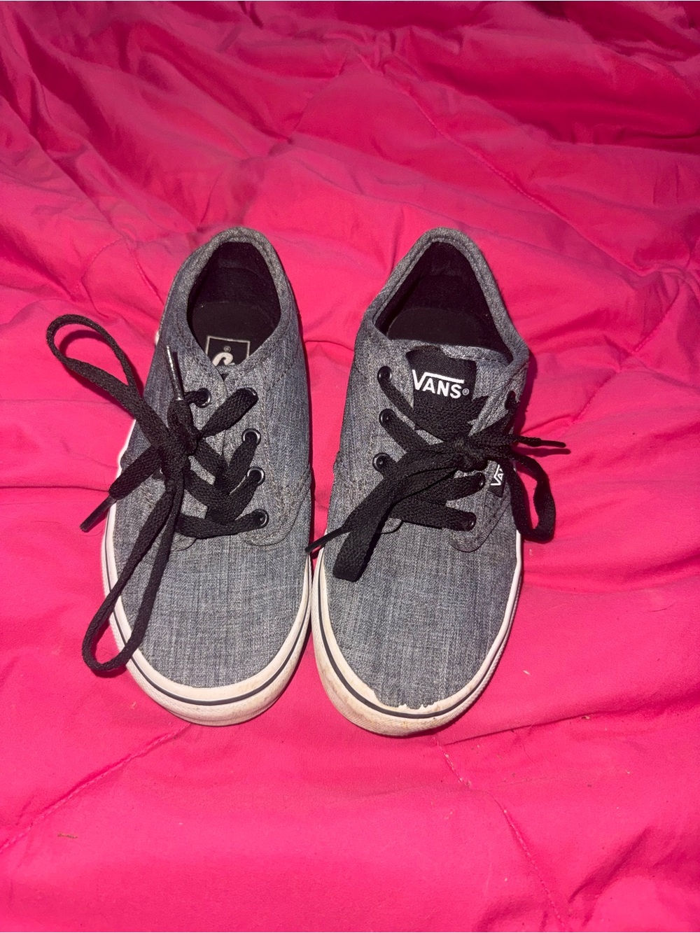 Vans Kids Gray Canvas Sneakers with Black Laces